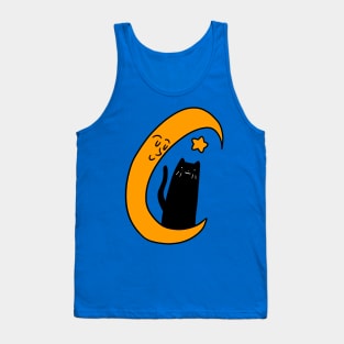 Crescent Moon Star and Black Cat Tank Top